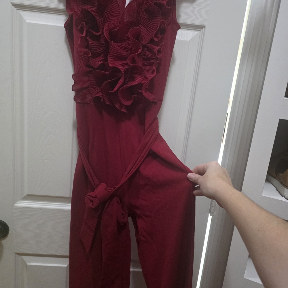 Elegant Red Ruffled Jumpsuit